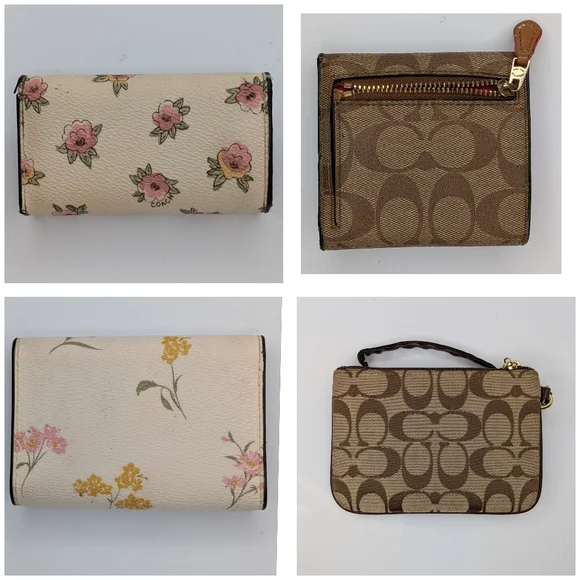 Coach Wallet Bundle Floral Bifold KeyCase Jacquard Wristlet Signature Canvas Lot - Picture 3 of 16